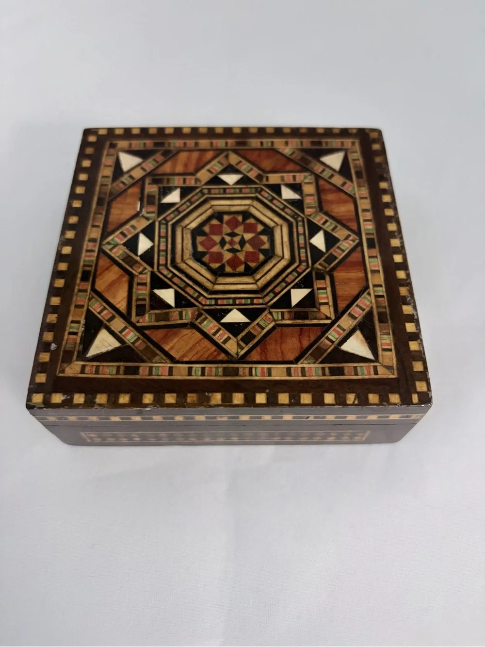 Damascus Mosaic Inlaid Wooden Marquetry Trinket Box -